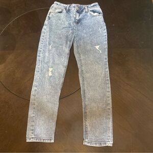 Justice Light Blue Distressed Straight Leg Jeans